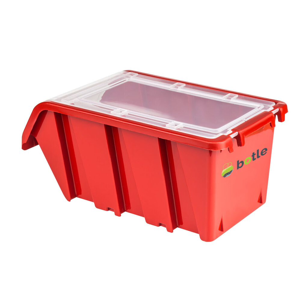 botle 20x Plastmasas saliekama kaste ar vāku 100x155x70 mm sarkana cena un informācija | Instrumentu kastes | 220.lv