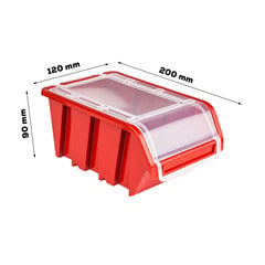 botle Plastmasas saliekama kaste ar vāku 120x200x90 mm sarkana цена и информация | Ящики для инструментов, держатели | 220.lv