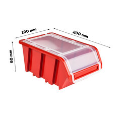 botle 20x Plastmasas saliekama kaste ar vāku 120x200x90 mm sarkana cena un informācija | Instrumentu kastes | 220.lv
