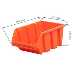 Штабелируемый пластиковый ящик для хранения, 80x115x60 мм, oранжевый цена и информация | Ящики для инструментов | 220.lv