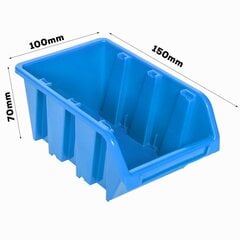 botle 5x Saliekama plastmasas uzglabāšanas kaste 100x150x70 mm zils цена и информация | Ящики для инструментов, держатели | 220.lv
