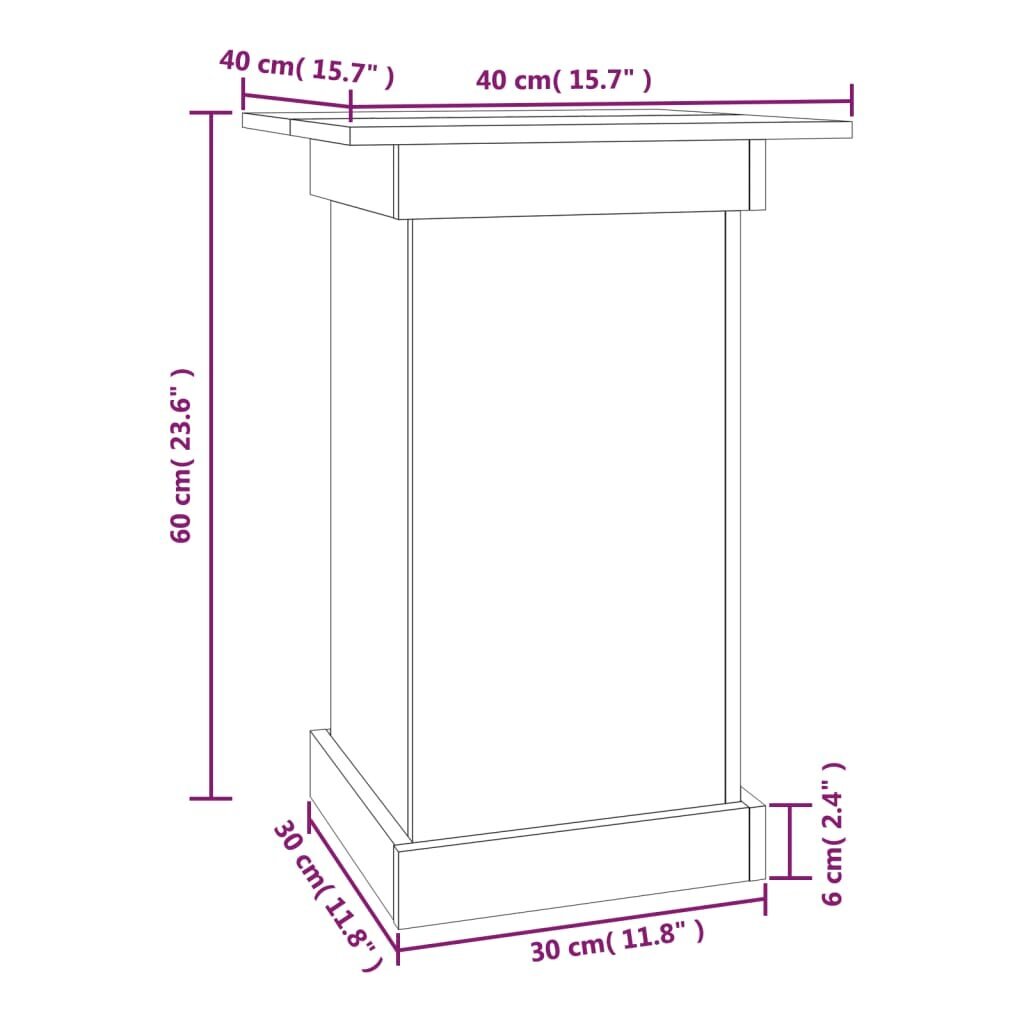 Puķu statīvs vidaXL, 40x40x60 cm, melns cena un informācija | Ziedu statīvi, puķu podu turētāji | 220.lv