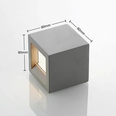 Lindby Quaso LED sienas lampa ir izgatavota no betona, pelēkā krāsā цена и информация | Настенные светильники | 220.lv