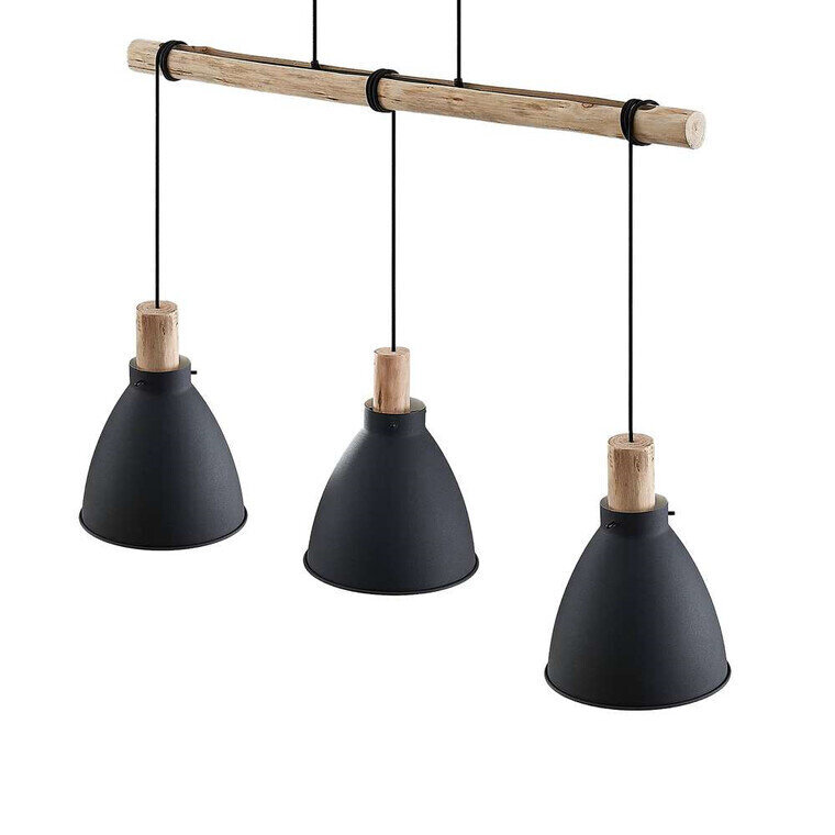 Lindby Trebale piekaramā lampa, melna, trīs gaismas avoti cena un informācija | Piekaramās lampas | 220.lv