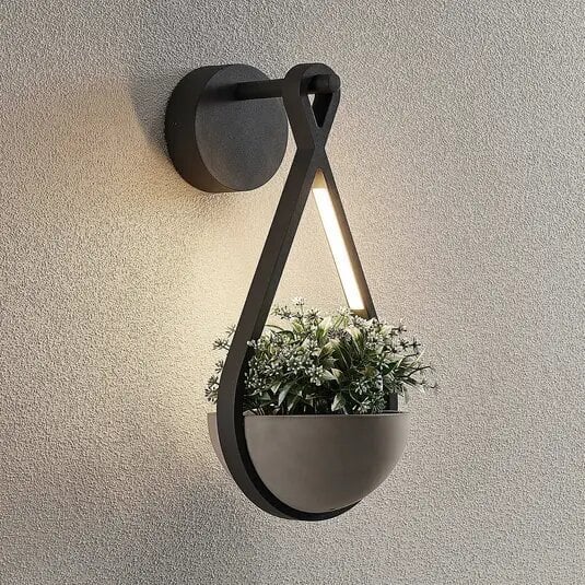 Lucande Florka LED āra sienas lampa, piekarināms grozs cena un informācija | Āra apgaismojums | 220.lv