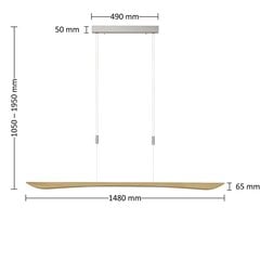 Rothfels Hiba LED piekaramā lampa, dabīgais ozols, 148 cm cena un informācija | Piekaramās lampas | 220.lv