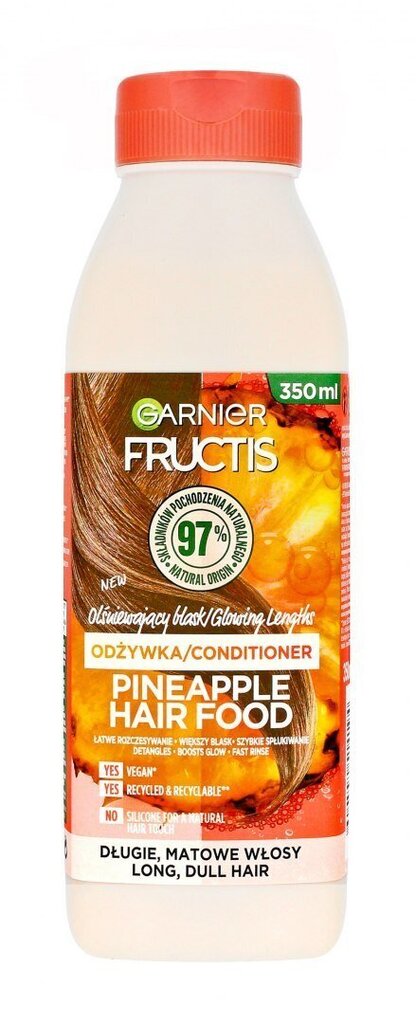 Barojošs kondicionieris gariem un blāviem matiem, Garnier Fructis Hair Food Pineapple, 350 ml цена и информация | Matu kondicionieri, balzāmi | 220.lv