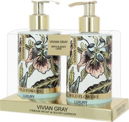 Komplekts ķermenim Vivian Grey White Flowers: krēmveida ziepes 250 ml + losjons rokām 250 ml цена и информация | Мыло | 220.lv