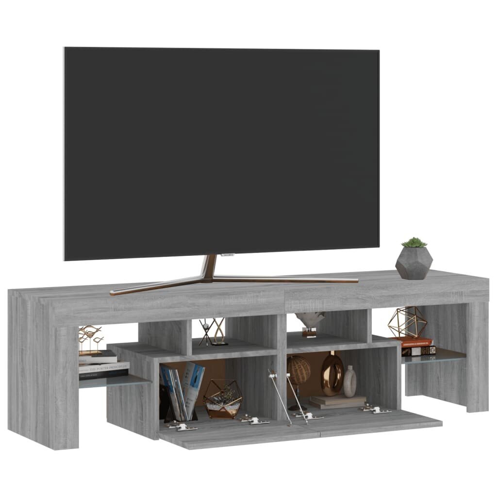 vidaXL TV skapītis ar LED lampiņām, pelēka ozola krāsa, 140x36,5x40 cm cena un informācija | TV galdiņi | 220.lv