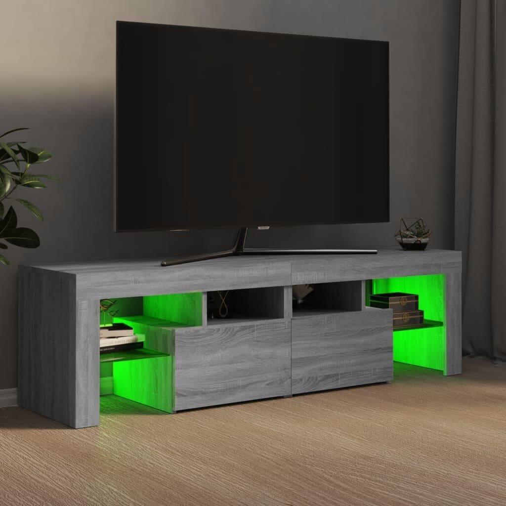 vidaXL TV skapītis ar LED lampiņām, pelēka ozola krāsa, 140x36,5x40 cm cena un informācija | TV galdiņi | 220.lv