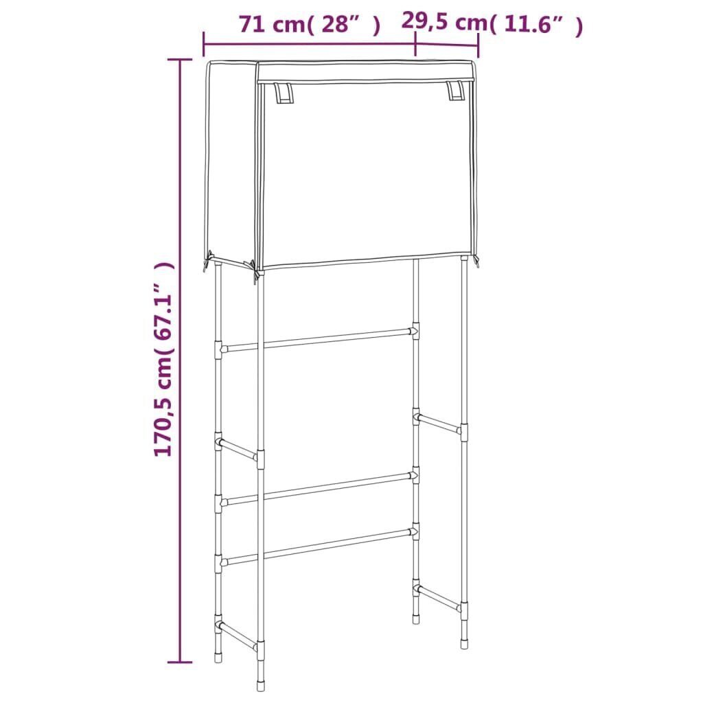 Plaukts virs veļas mašīnas, melns, 71x29,5x170,5cm cena un informācija | Vannas istabas aksesuāri | 220.lv