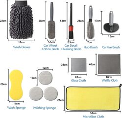 LICQIC automašīnu automašīnu tīrīšanas komplekts, 12 gab. Tīrīšanas komplekta mikrošķiedras automašīna Detalizēti mazgāšanas instrumenti, automašīnu mazgāšanas dvieļi, automašīnu sukas, automašīnas motociklam iekšpusē un ārpusē mājsaimniecības tīrīšana un cena un informācija | Auto ķīmija | 220.lv