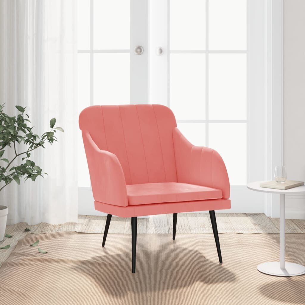 vidaXL atpūtas krēsls, rozā, 63x76x80 cm, samts cena un informācija | Atpūtas krēsli | 220.lv
