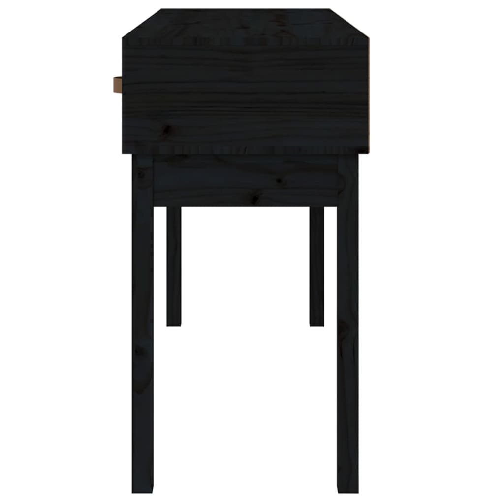 vidaXL konsoles galdiņš, melns, 114x40x75 cm, priedes masīvkoks cena un informācija | Žurnālgaldiņi | 220.lv
