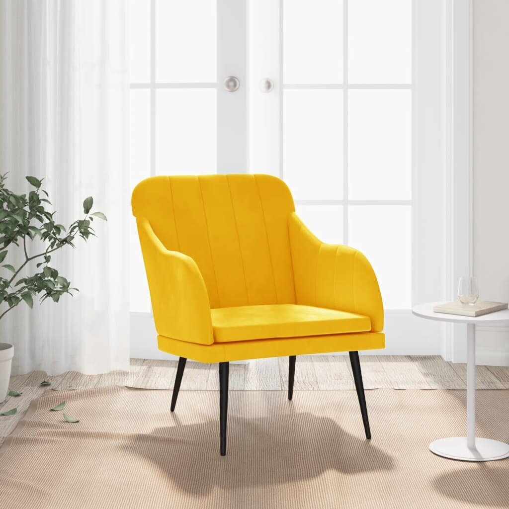 vidaXL atpūtas krēsls, dzeltens, 63x76x80 cm, samts cena un informācija | Atpūtas krēsli | 220.lv