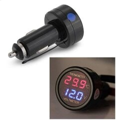 Jzk Voltmeter & Thermometer 2 в 1, цифровой дисплей автоматического напряжения аккумулятора. цена и информация | Автомобильные электропринадлежности 12V | 220.lv