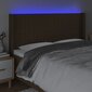 vidaXL gultas galvgalis ar LED, 163x16x118/128 cm, tumši brūns audums cena un informācija | Gultas | 220.lv