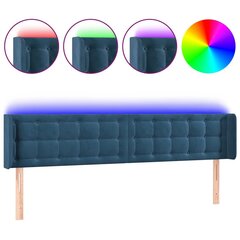 vidaXL gultas galvgalis ar LED, 203x16x78/88 cm, tumši zils samts цена и информация | Кровати | 220.lv