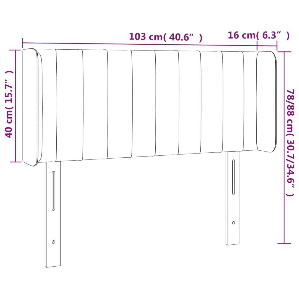 vidaXL gultas galvgalis ar LED, 103x16x78/88 cm, rozā samts cena un informācija | Gultas | 220.lv