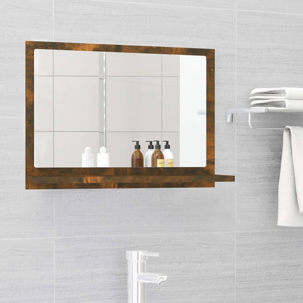 Vannas istabas spogulis, 60x10,5x37cm, brūns cena un informācija | Vannas istabas spoguļi | 220.lv