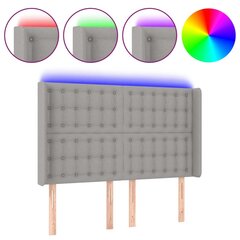 vidaXL gultas galvgalis ar LED, 147x16x118/128 cm, gaiši pelēks audums cena un informācija | Gultas | 220.lv