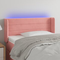 Изголовье со светодиодом, розовое, 83x16x78/88см, бархат цена и информация | Кровати | 220.lv