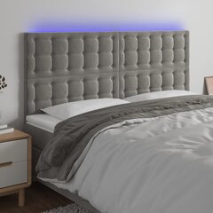 vidaXL gultas galvgalis ar LED, 160x5x118/128 cm, gaiši pelēks samts цена и информация | Кровати | 220.lv