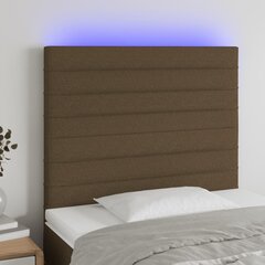 vidaXL gultas galvgalis ar LED, 100x5x118/128 cm, tumši brūns audums cena un informācija | Gultas | 220.lv