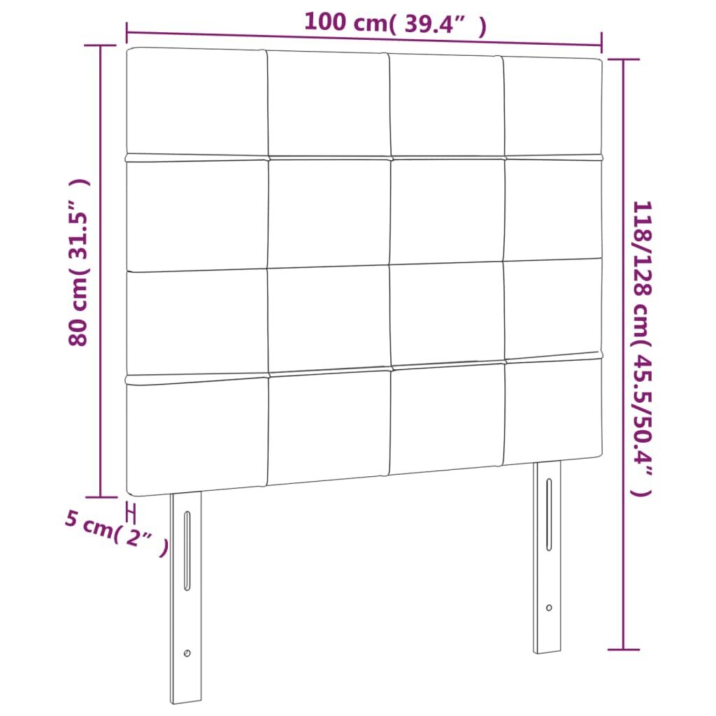 vidaXL gultas galvgalis ar LED, 100x5x118/128 cm, melns samts цена и информация | Gultas | 220.lv