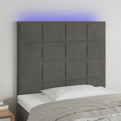 vidaXL gultas galvgalis ar LED, 90x5x118/128 cm, tumši pelēks samts cena un informācija | Gultas | 220.lv