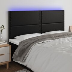 vidaXL gultas galvgalis ar LED, 180x5x118/128 cm, melns mākslīgā āda cena un informācija | Gultas | 220.lv