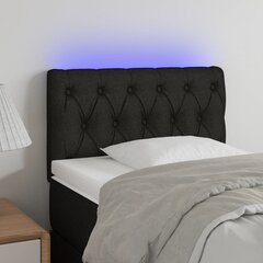 vidaXL gultas galvgalis ar LED, 80x7x78/88 cm, melns audums cena un informācija | Gultas | 220.lv