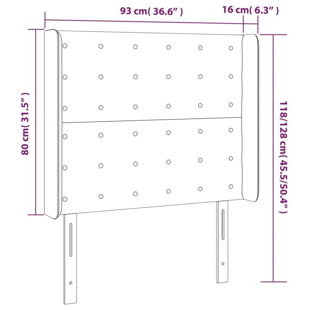 Galvgalis ar LED, zils, 93x16x118/128cm, audums cena un informācija | Gultas | 220.lv