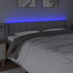 vidaXL gultas galvgalis ar LED, 163x16x78/88 cm, gaiši pelēks audums cena un informācija | Gultas | 220.lv