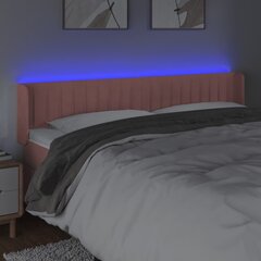 vidaXL gultas galvgalis ar LED, 183x16x78/88 cm, rozā samts cena un informācija | Gultas | 220.lv
