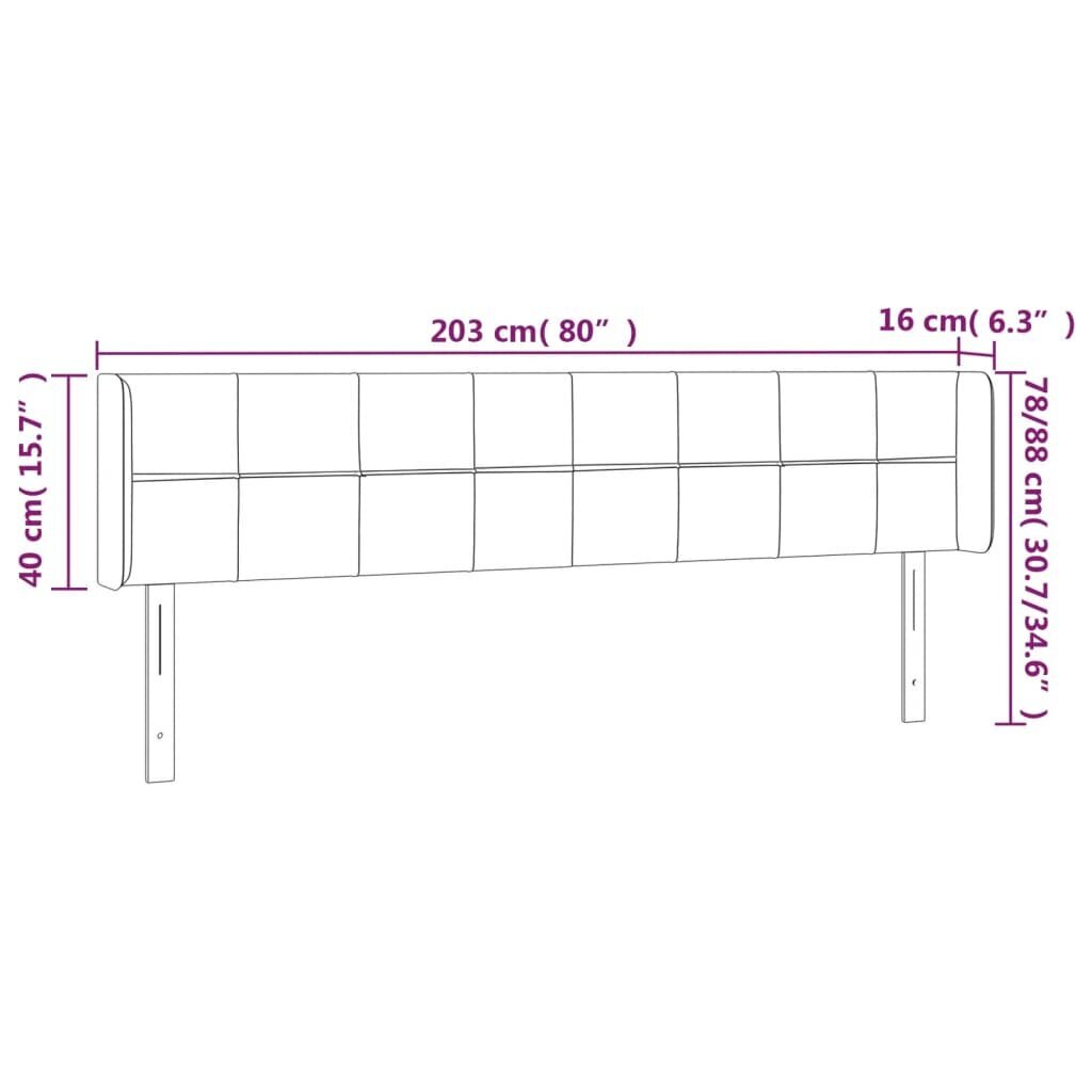 vidaXL gultas galvgalis ar LED, 203x16x78/88 cm, tumši zils samts цена и информация | Gultas | 220.lv