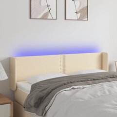 vidaXL gultas galvgalis ar LED, 147x16x78/88 cm, krēmkrāsas audums cena un informācija | Gultas | 220.lv