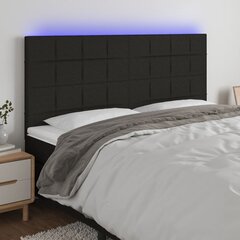 vidaXL gultas galvgalis ar LED, 200x5x118/128 cm, melns audums cena un informācija | Gultas | 220.lv