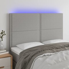 vidaXL gultas galvgalis ar LED, 144x5x118/128 cm, gaiši pelēks audums цена и информация | Кровати | 220.lv