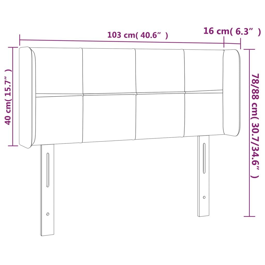 vidaXL gultas galvgalis ar LED, 103x16x78/88 cm, tumši pelēks audums cena un informācija | Gultas | 220.lv