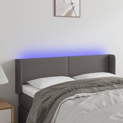 vidaXL gultas galvgalis ar LED, 147x16x78/88 cm, pelēka mākslīgā āda цена и информация | Кровати | 220.lv