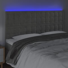 vidaXL gultas galvgalis ar LED, 200x5x118/128 cm, gaiši pelēks samts cena un informācija | Gultas | 220.lv