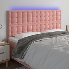vidaXL gultas galvgalis ar LED, 180x5x118/128 cm, rozā samts цена и информация | Кровати | 220.lv
