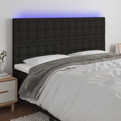 vidaXL gultas galvgalis ar LED, 180x5x118/128 cm, melns audums cena un informācija | Gultas | 220.lv