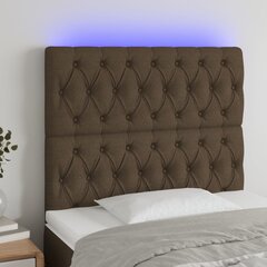 vidaXL gultas galvgalis ar LED, 100x7x118/128 cm, tumši brūns audums cena un informācija | Gultas | 220.lv