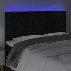 vidaXL gultas galvgalis ar LED, 200x5x118/128 cm, melns samts cena un informācija | Gultas | 220.lv