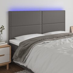 vidaXL gultas galvgalis ar LED, 180x5x118/128 cm, pelēks mākslīgā āda cena un informācija | Gultas | 220.lv