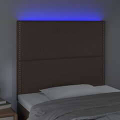 vidaXL gultas galvgalis ar LED, 100x5x118/128 cm, brūna mākslīgā āda cena un informācija | Gultas | 220.lv