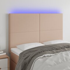 vidaXL gultas galvgalis ar LED, 144x5x118/128cm, kapučīno mākslīgā āda cena un informācija | Gultas | 220.lv