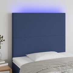 vidaXL gultas galvgalis ar LED, 100x5x118/128 cm, zils audums cena un informācija | Gultas | 220.lv